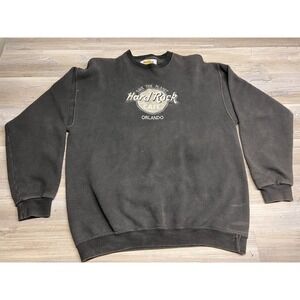 Vintage Faded‎ Black Hard Rock Cafe Orlando Sz XL Sweatshirt Save The Planet USA